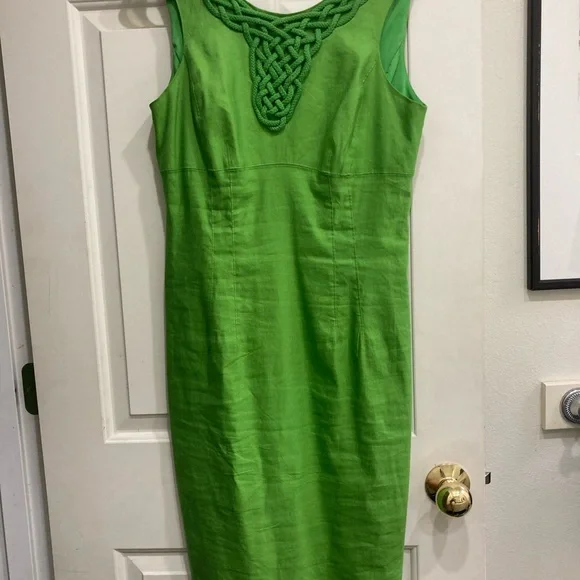 slim fit dress slacks Foil Leaf Short Sleeve Gown with Draped Details in Green Pine Gold